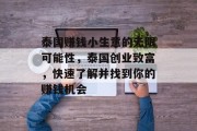 泰国赚钱小生意的无限可能性,泰国创业致富,快速了解并找到你的赚钱机会 泰国赚钱小生意的无限可能性,泰国创业致富,快速了解并找到你的赚钱机会