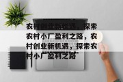 农村创业新机遇,探索农村小厂盈利之路,农村创业新机遇,探索农村小厂盈利之路 农村创业新机遇,探索农村小厂盈利之路,农村创业新机遇,探索农村小厂盈利之路
