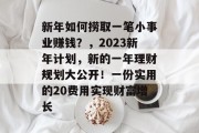 新年如何捞取一笔小事业赚钱?,2023新年计划,新的一年理财规划大公开!一份实用的20费用实现财富增长 新年如何捞取一笔小事业赚钱?,2023新年计划,新的一年理财规划大公开!一份实用的20费用实现财富增长