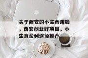 关于西安的小生意赚钱,西安创业好项目,小生意盈利途径推荐 关于西安的小生意赚钱,西安创业好项目,小生意盈利途径推荐