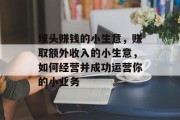 埋头赚钱的小生意,赚取额外收入的小生意,如何经营并成功运营你的小业务