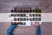 哪种小生意能够带来高利润并赚钱,从零开始,探索投资小生意的潜在盈利模式 哪种小生意能够带来高利润并赚钱,从零开始,探索投资小生意的潜在盈利模式