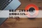 泰慕士:上半年净利同比预增68.51%―102.21% 泰慕士:上半年净利同比预增68.51%―102.21%