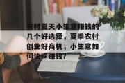 农村夏天小生意赚钱的几个好选择,夏季农村创业好商机,小生意如何快速赚钱? 农村夏天小生意赚钱的几个好选择,夏季农村创业好商机,小生意如何快速赚钱?
