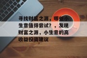 寻找财富之源，哪些小生意值得尝试？，发现财富之源，小生意的高收益投资建议