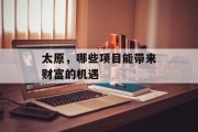 太原,哪些项目能带来财富的机遇 太原,哪些项目能带来财富的机遇
