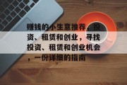 赚钱的小生意推荐,投资、租赁和创业,寻找投资、租赁和创业机会,一份详细的指南