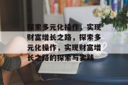 探索多元化操作，实现财富增长之路，探索多元化操作，实现财富增长之路的探索与实践