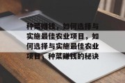 种菜赚钱,如何选择与实施最佳农业项目,如何选择与实施最佳农业项目,种菜赚钱的秘诀
