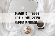 拱东医疗 (605369):9月12日该股突破长期盘整