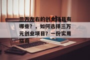 三万左右的创业项目有哪些?,如何选择三万元创业项目?一份实用指南