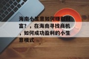 海南小生意如何赚取财富?,在海南寻找商机,如何成功盈利的小生意模式 海南小生意如何赚取财富?,在海南寻找商机,如何成功盈利的小生意模式