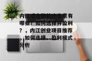 内江适合做的小生意有哪些?如何选择并盈利?,内江创业项目推荐,如何选择、盈利模式分析 内江适合做的小生意有哪些?如何选择并盈利?,内江创业项目推荐,如何选择、盈利模式分析