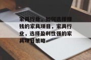 家具行业,如何选择赚钱的家具项目,家具行业,选择盈利性强的家具项目策略