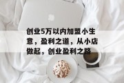创业5万以内加盟小生意,盈利之道,从小店做起,创业盈利之路