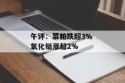 午评:菜粕跌超3% 氧化铝涨超2% 午评:菜粕跌超3% 氧化铝涨超2%