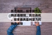 抓住商机,探索做什么物资最赚钱,抓住商机,探索最具盈利潜力的物资选择 抓住商机,探索做什么物资最赚钱,抓住商机,探索最具盈利潜力的物资选择
