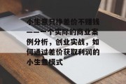 小生意只挣差价不赚钱——一个实际的商业案例分析,创业实战,如何通过差价获取利润的小生意模式