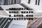 小生意的赚钱之道——如何做好、赚取更多财富,盈利秘籍,成功经营小生意的方法与策略 小生意的赚钱之道——如何做好、赚取更多财富,盈利秘籍,成功经营小生意的方法与策略