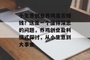 小生意创业养鸡是否赚钱？这是一个值得深思的问题，养鸡创业盈利模式探讨，从小生意到大事业