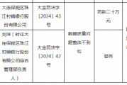 大连保税区珠江村镇银行被罚20万元:因数据质量问题整改不到位
