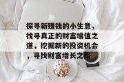 探寻新赚钱的小生意,找寻真正的财富增值之道,挖掘新的投资机会,寻找财富增长之路 探寻新赚钱的小生意,找寻真正的财富增值之道,挖掘新的投资机会,寻找财富增长之路