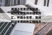 澳洲小生意创业指南,如何实现盈利并赚取外汇,开启小生意,澳洲利润丰厚的外汇赚钱方法 澳洲小生意创业指南,如何实现盈利并赚取外汇,开启小生意,澳洲利润丰厚的外汇赚钱方法