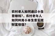 农村老人如何通过小生意赚钱?,农村老年人如何利用小本生意实现财富增值? 农村老人如何通过小生意赚钱?,农村老年人如何利用小本生意实现财富增值?