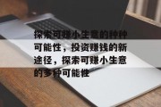 探索可赚小生意的种种可能性,投资赚钱的新途径,探索可赚小生意的多种可能性 探索可赚小生意的种种可能性,投资赚钱的新途径,探索可赚小生意的多种可能性