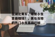 在湖北黄石，哪些小生意最赚钱？，黄石当地的热门小生意排行榜