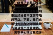上海作为中国的经济中心，吸引了无数的小企业和创业者。而其中有许多创业项目选择在城市边缘或者市区繁华地段开店。下面，我们来探讨一下在上海哪些地方可以做小生意赚钱。，离市中心较近且适合的创业项目选址