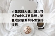 小生意赚大钱,湖北可选的创业项目推荐,湖北适合创业的小生意排行榜 小生意赚大钱,湖北可选的创业项目推荐,湖北适合创业的小生意排行榜