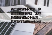 西方赚钱的小生意,你需要知道的那些,全球最赚钱的西式小生意,你可能不知道的创业机会