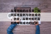 从零开始的小生意，如何实现盈利与创业成功，创业，从零开始的盈利策略和成功的秘诀