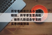 开学季做些什么小生意赚钱,开学季生意商机,推荐几款适合学生的实惠创业项目