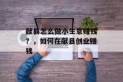 献县怎么做小生意赚钱?,如何在献县创业赚钱