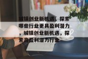 城镇创业新机遇，探索哪些行业更具盈利潜力，城镇创业新机遇，探索高盈利潜力行业