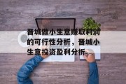 晋城做小生意赚取利润的可行性分析，晋城小生意投资盈利分析