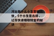 河北做什么小生意赚钱快,5个小生意选择,让你快速赚取财富的秘诀 河北做什么小生意赚钱快,5个小生意选择,让你快速赚取财富的秘诀