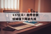 137亿元!融券余额较峰值下降逾九成