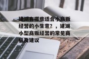 建湖有哪些适合小商贩经营的小生意?,建湖小型商贩经营的常见商机及建议