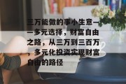 三万能做的事小生意——多元选择,财富自由之路,从三万到三百万,多元化投资实现财富自由的路径 三万能做的事小生意——多元选择,财富自由之路,从三万到三百万,多元化投资实现财富自由的路径