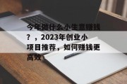 今年做什么小生意赚钱?,2023年创业小项目推荐,如何赚钱更高效 今年做什么小生意赚钱?,2023年创业小项目推荐,如何赚钱更高效