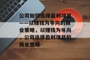 公司如何选择盈利项目——以赚钱为导向的商业策略，以赚钱为导向，公司选择盈利项目的商业策略