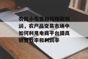 农民小生意如何赚取利润,农产品交易市场中如何利用电商平台提高销售效率和利润率 农民小生意如何赚取利润,农产品交易市场中如何利用电商平台提高销售效率和利润率