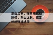 东山之利，探索赚钱新途径，东山之利，探索创新赚钱途径