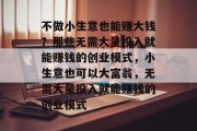 不做小生意也能赚大钱?那些无需大量投入就能赚钱的创业模式,小生意也可以大富翁,无需大量投入就能赚钱的创业模式 不做小生意也能赚大钱?那些无需大量投入就能赚钱的创业模式,小生意也可以大富翁,无需大量投入就能赚钱的创业模式