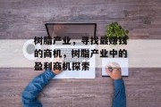 树脂产业,寻找最赚钱的商机,树脂产业中的盈利商机探索
