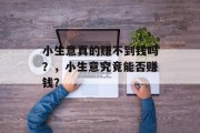 小生意真的赚不到钱吗？，小生意究竟能否赚钱？