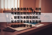 小小事业赚大钱,寻找马来西亚赚钱的小生意,探索马来西亚商机,从小型事业到大型盈利的财富积累之道 小小事业赚大钱,寻找马来西亚赚钱的小生意,探索马来西亚商机,从小型事业到大型盈利的财富积累之道